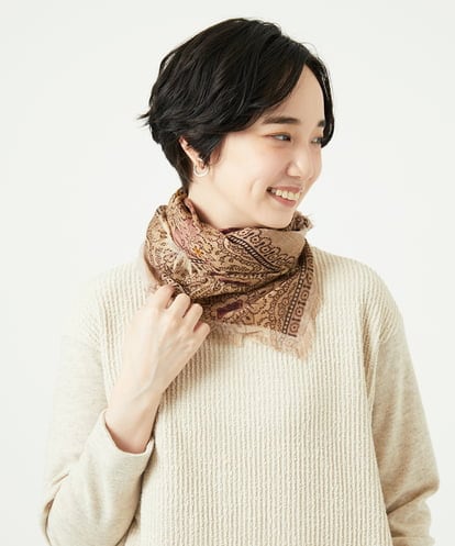 NK3AE12160 GIANNI LO GIUDICE [洗える]エスニックスクエアストール
