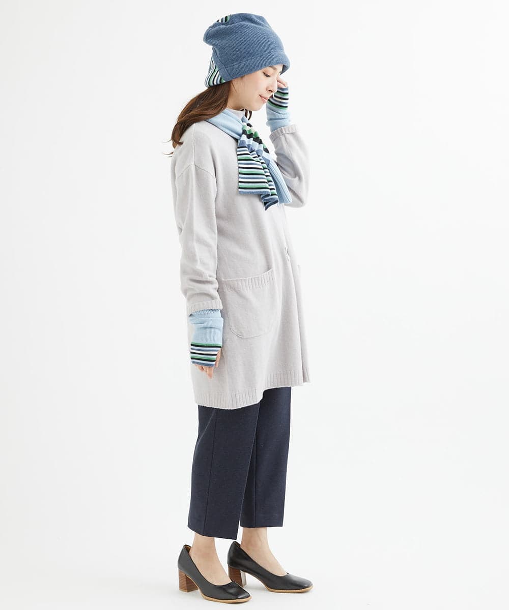 NR3AW09120 GIANNI LO GIUDICE(小さいサイズ)(メゾン ドゥ サンク) ランダムボーダーニットマフラー ベージュ系
