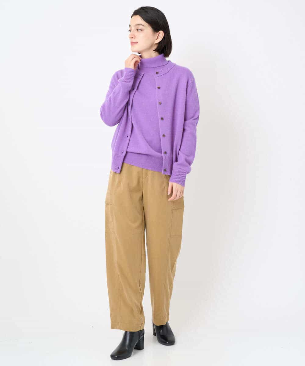 NSSAF83390 Maison de CINQ(メゾン ドゥ サンク) クルーネックカシミヤニットカーディガン ライトグレー