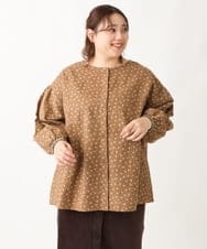 OLBAV19089 eur3(エウルキューブ) 【大きいサイズ/soso×eur3】2WAY花柄ブラウス ブラウン(17）