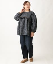 OLBAV19089 eur3(エウルキューブ) 【大きいサイズ/soso×eur3】2WAY花柄ブラウス ネイビー(57)