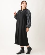 OLBAV19089 eur3(エウルキューブ) 【大きいサイズ/soso×eur3】2WAY花柄ブラウス ネイビー(57)