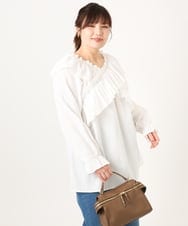 OLBCD12099 eur3(エウルキューブ) 【大きいサイズ】2WAYフリルギャザーブラウス ホワイト(90)