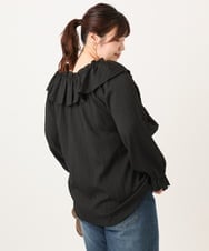 OLBCD12099 eur3(エウルキューブ) 【大きいサイズ】2WAYフリルギャザーブラウス ブラック(94)