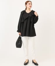 OLBCD12099 eur3(エウルキューブ) 【大きいサイズ】2WAYフリルギャザーブラウス ブラック(94)