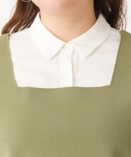 OLBCV02099 eur3(エウルキューブ) 【雑誌掲載】【大きいサイズ/2点セット】ブラウス＋ビスチェセット カーキ(36)
