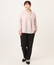OLBDD04089 eur3(エウルキューブ) 【大きいサイズ/11号サイズあり】ジョーゼットタックブラウス ライトピンク(01)