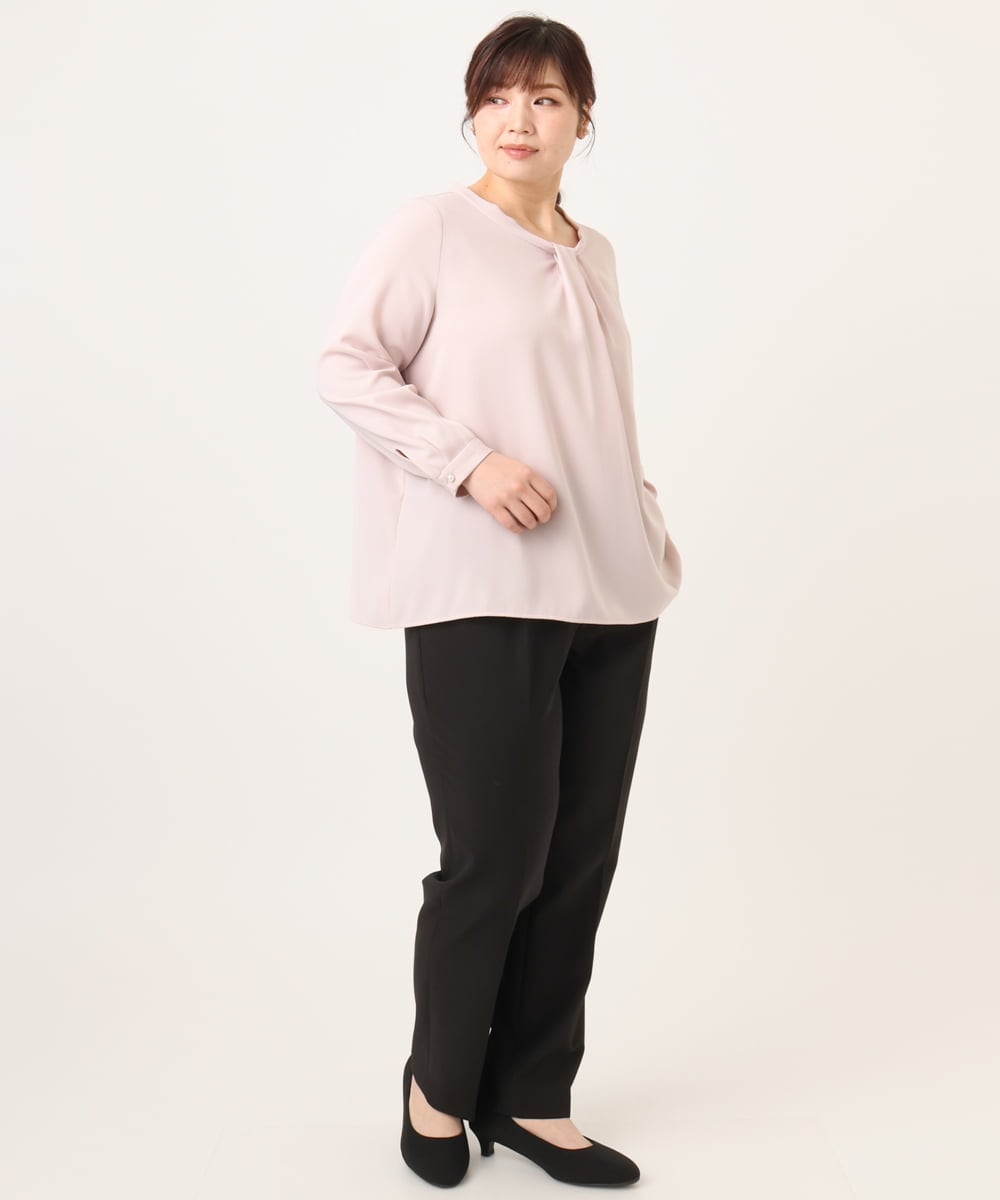 OLBDD04089 eur3(エウルキューブ) 【大きいサイズ/11号サイズあり】ジョーゼットタックブラウス ライトピンク(01)