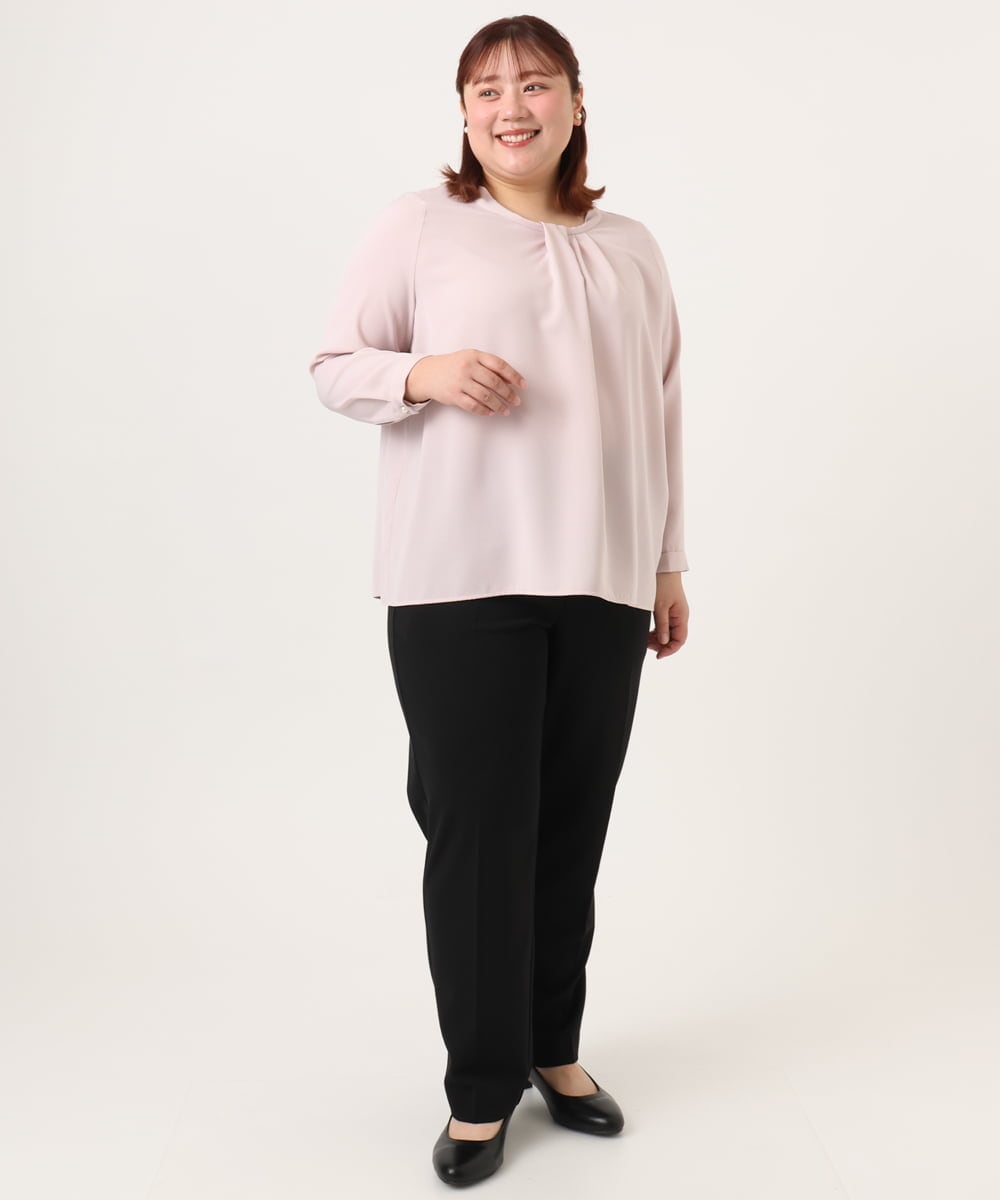 OLBDD04089 eur3(エウルキューブ) 【大きいサイズ/11号サイズあり】ジョーゼットタックブラウス ライトピンク(01)
