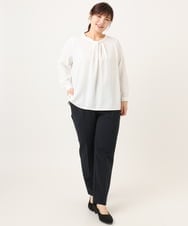 OLBDD04089 eur3(エウルキューブ) 【大きいサイズ/11号サイズあり】ジョーゼットタックブラウス ホワイト(90)