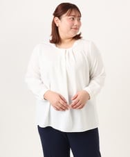 OLBDD04089 eur3(エウルキューブ) 【大きいサイズ/11号サイズあり】ジョーゼットタックブラウス ホワイト(90)