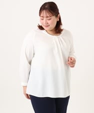 OLBDD04089 eur3(エウルキューブ) 【大きいサイズ/11号サイズあり】ジョーゼットタックブラウス ホワイト(90)