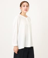 OLBDD04089 eur3(エウルキューブ) 【大きいサイズ/11号サイズあり】ジョーゼットタックブラウス ホワイト(90)