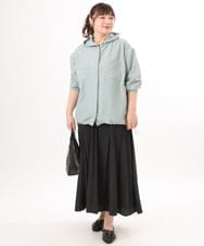 OLBDD07099 eur3(エウルキューブ) 【大きいサイズ】フーディ―ブラウス ライトグリーン