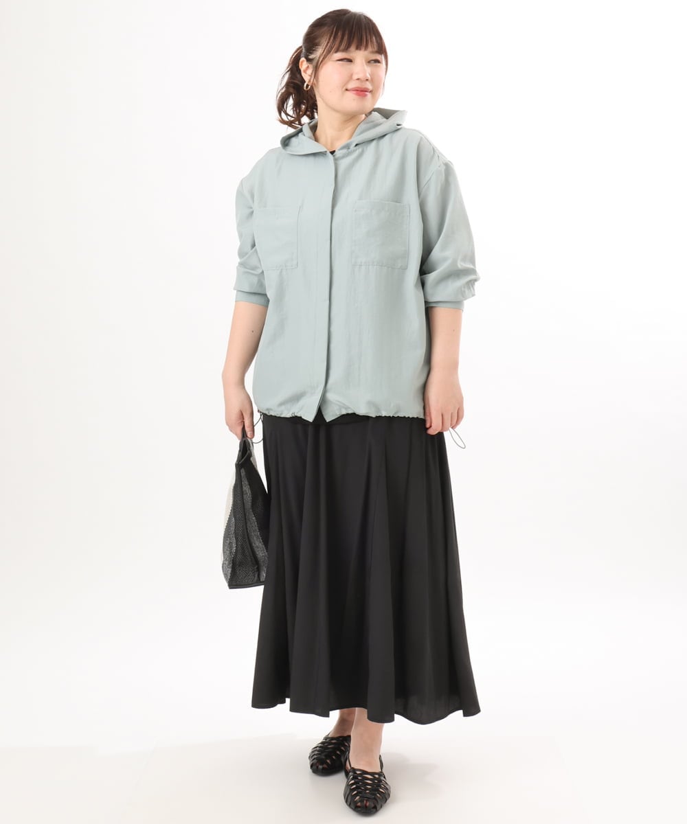 OLBDD07099 eur3(エウルキューブ) 【大きいサイズ】フーディ―ブラウス ライトグリーン