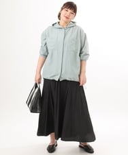 OLBDD07099 eur3(エウルキューブ) 【大きいサイズ】フーディ―ブラウス ライトグリーン