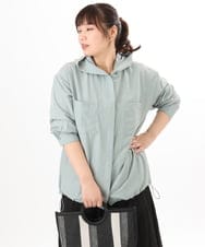 OLBDD07099 eur3(エウルキューブ) 【大きいサイズ】フーディ―ブラウス ライトグリーン