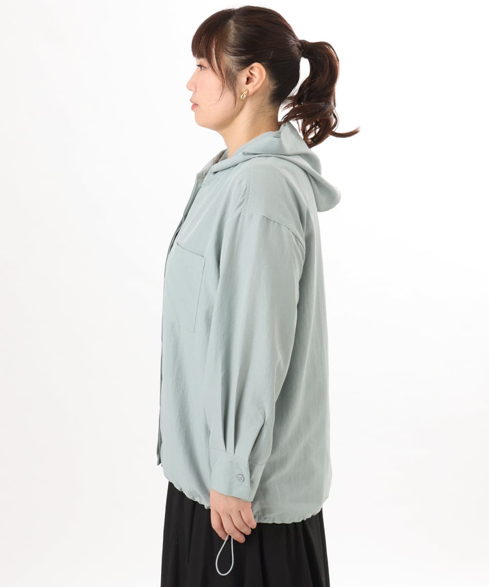 OLBDD07099 eur3(エウルキューブ) 【大きいサイズ】フーディ―ブラウス ライトグリーン