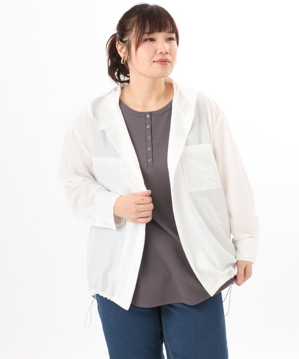 OLBDD07099 eur3(エウルキューブ) 【大きいサイズ】フーディ―ブラウス アイボリー