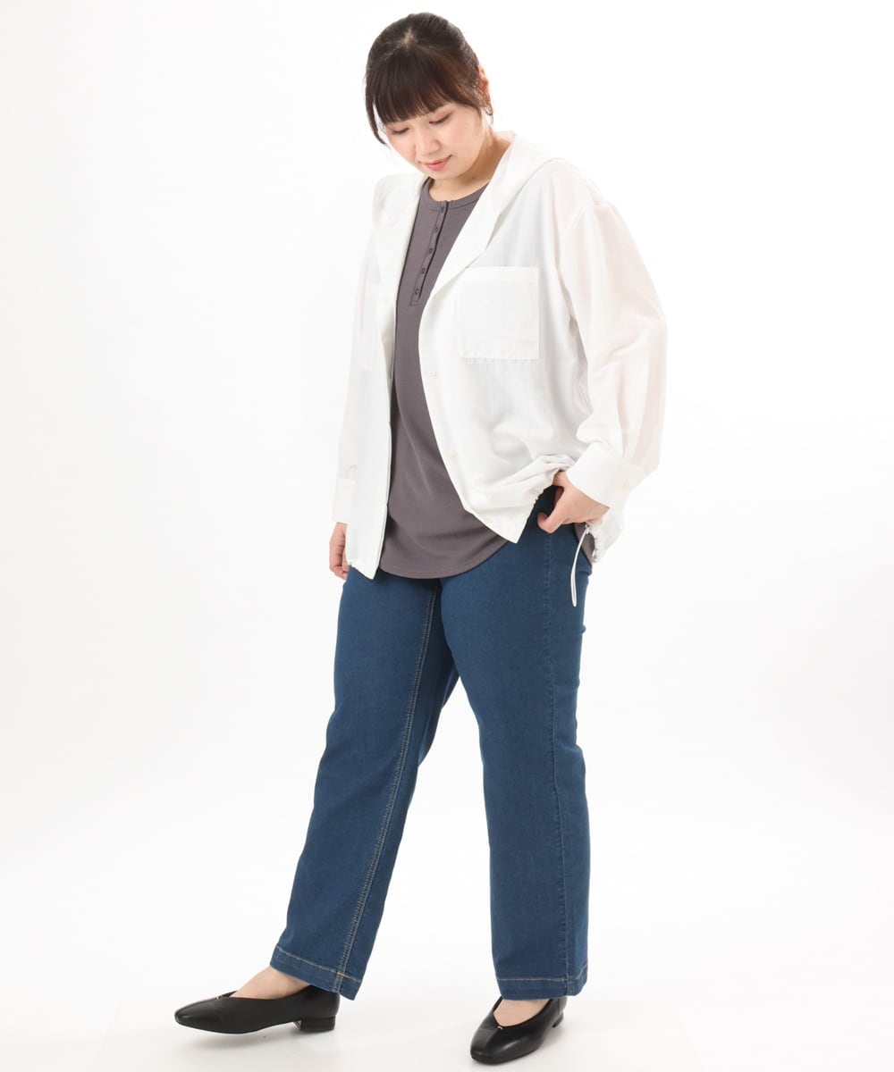 OLBDD07099 eur3(エウルキューブ) 【大きいサイズ】フーディ―ブラウス アイボリー