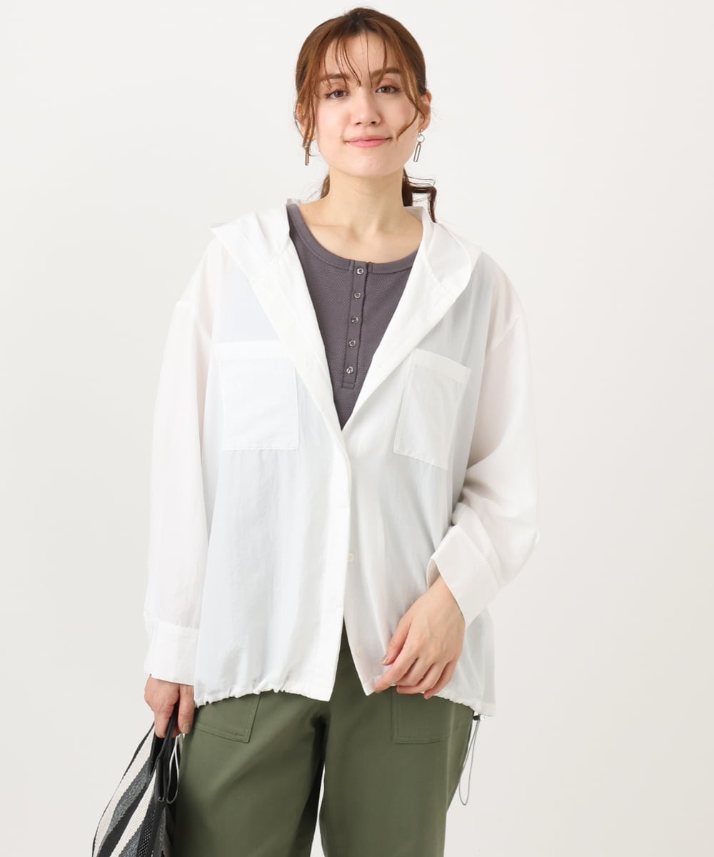 OLBDD07099 eur3(エウルキューブ) 【大きいサイズ】フーディ―ブラウス アイボリー