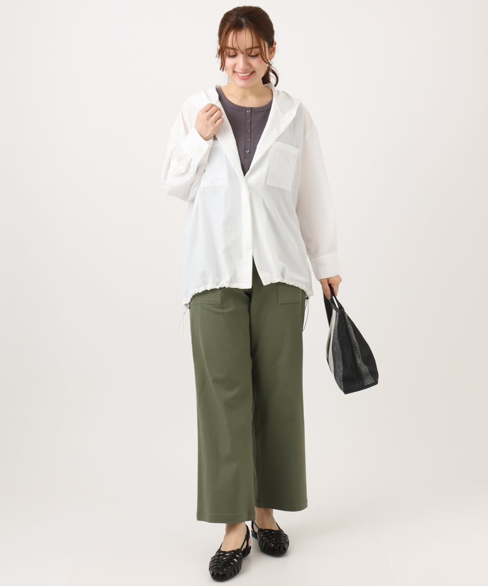OLBDD07099 eur3(エウルキューブ) 【大きいサイズ】フーディ―ブラウス アイボリー