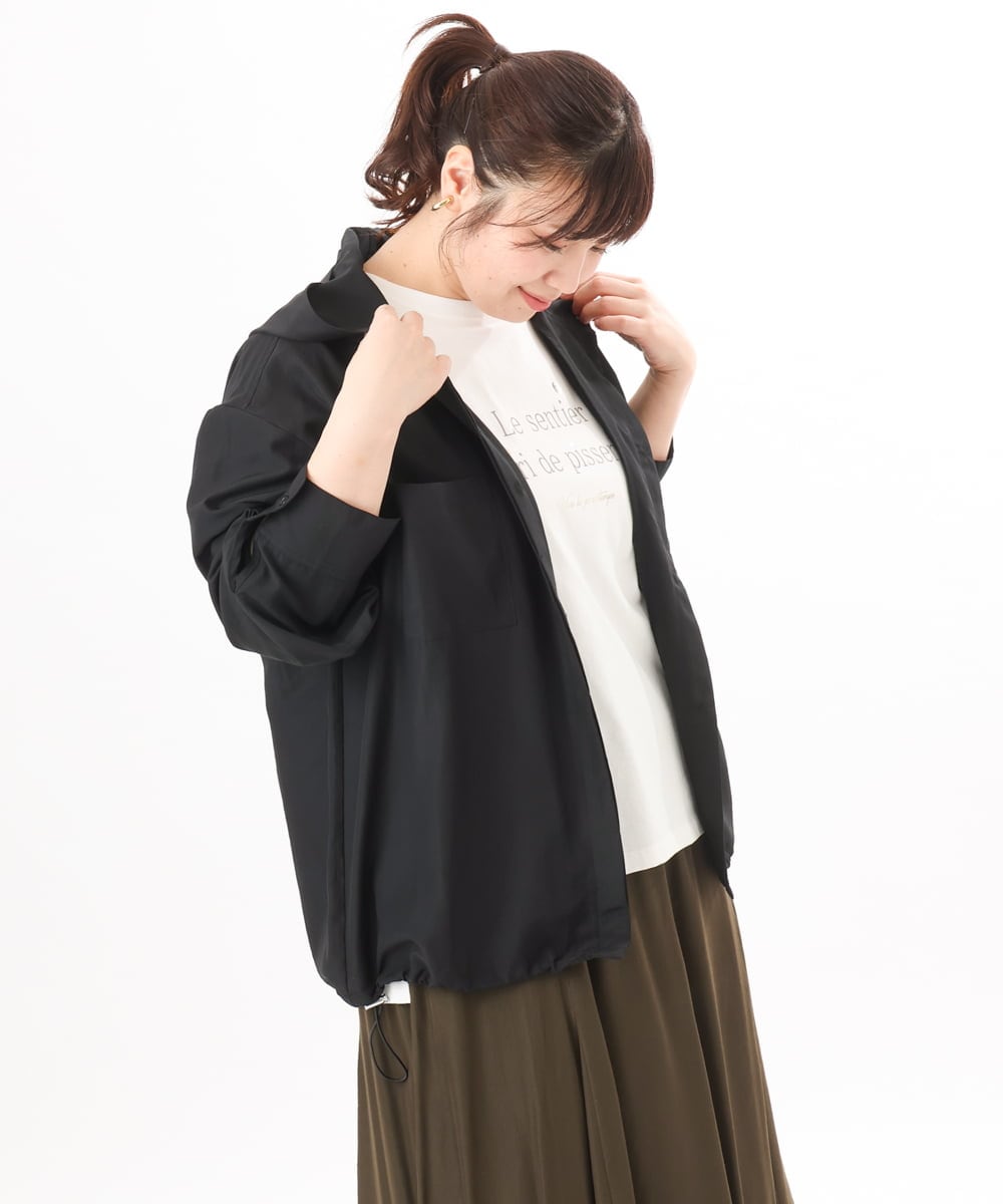 OLBDD07099 eur3(エウルキューブ) 【大きいサイズ】フーディ―ブラウス ブラック