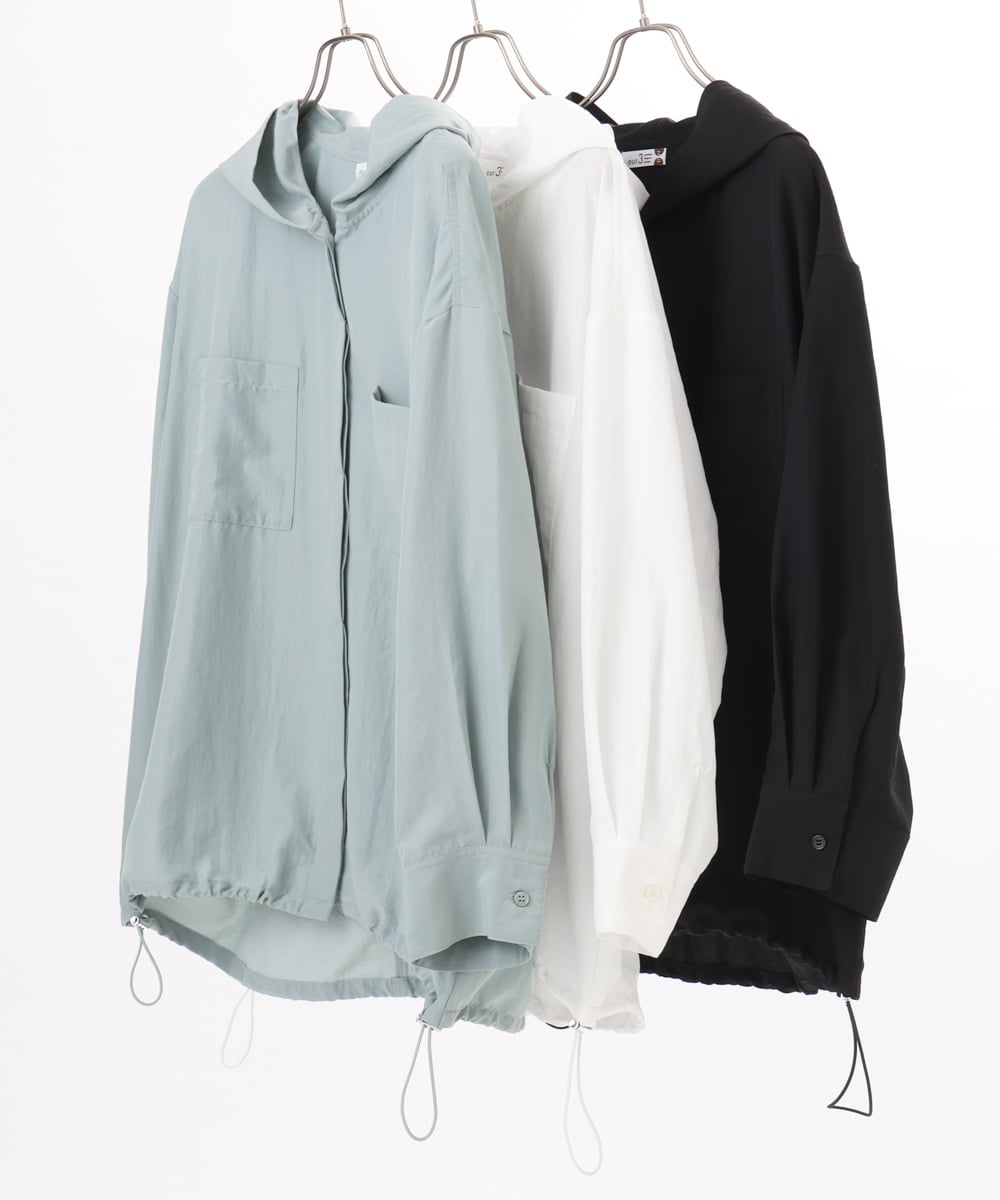 OLBDD07099 eur3(エウルキューブ) 【大きいサイズ】フーディ―ブラウス ブラック