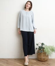 OLBDD09089 eur3(エウルキューブ) 【大きいサイズ/11号サイズあり】パール付きブラウス ライトブルー(50)