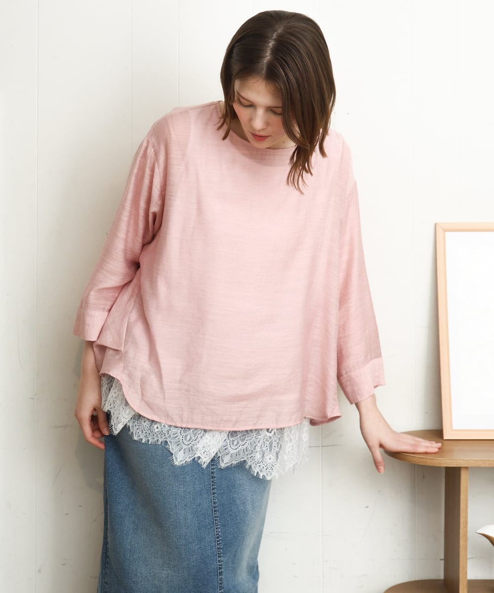OLBDD11099 eur3(エウルキューブ) 【大きいサイズ】ドロップショルダーブラウス ピンク(03)