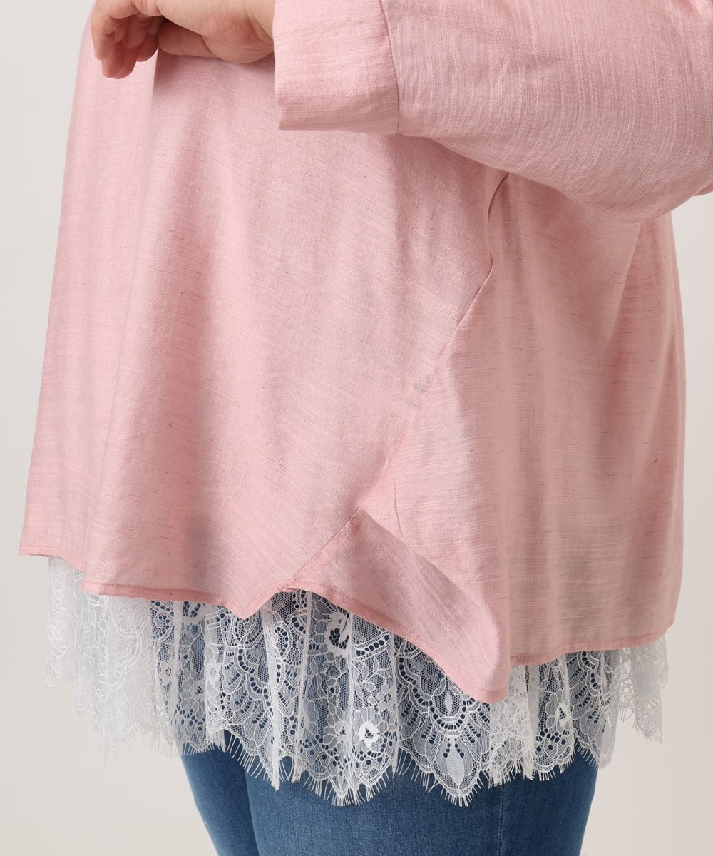 OLBDD11099 eur3(エウルキューブ) 【大きいサイズ】ドロップショルダーブラウス ピンク(03)