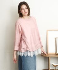 OLBDD11099 eur3(エウルキューブ) 【大きいサイズ】ドロップショルダーブラウス ピンク(03)