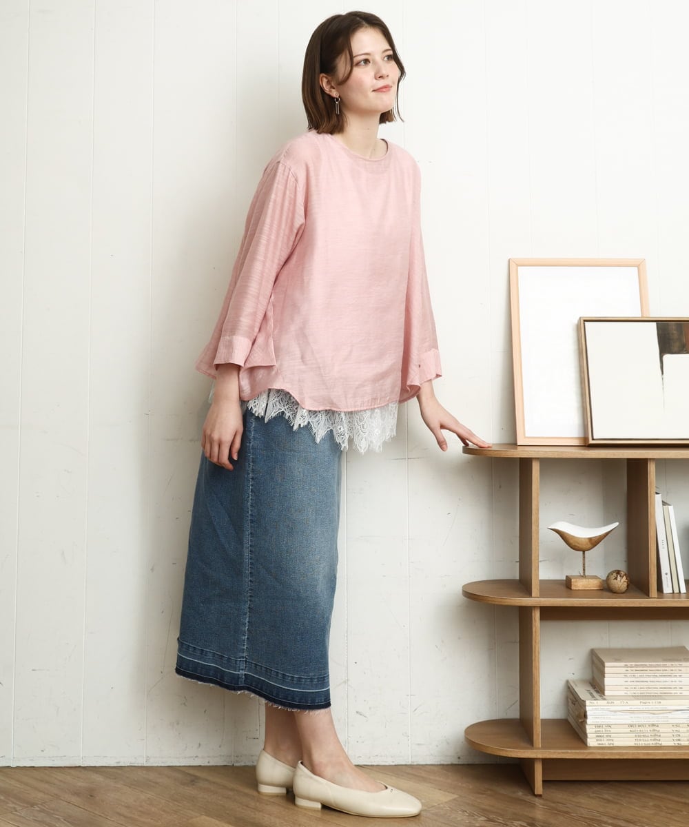 OLBDD11099 eur3(エウルキューブ) 【大きいサイズ】ドロップショルダーブラウス ピンク(03)