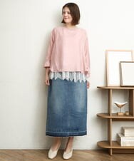 OLBDD11099 eur3(エウルキューブ) 【大きいサイズ】ドロップショルダーブラウス ピンク(03)