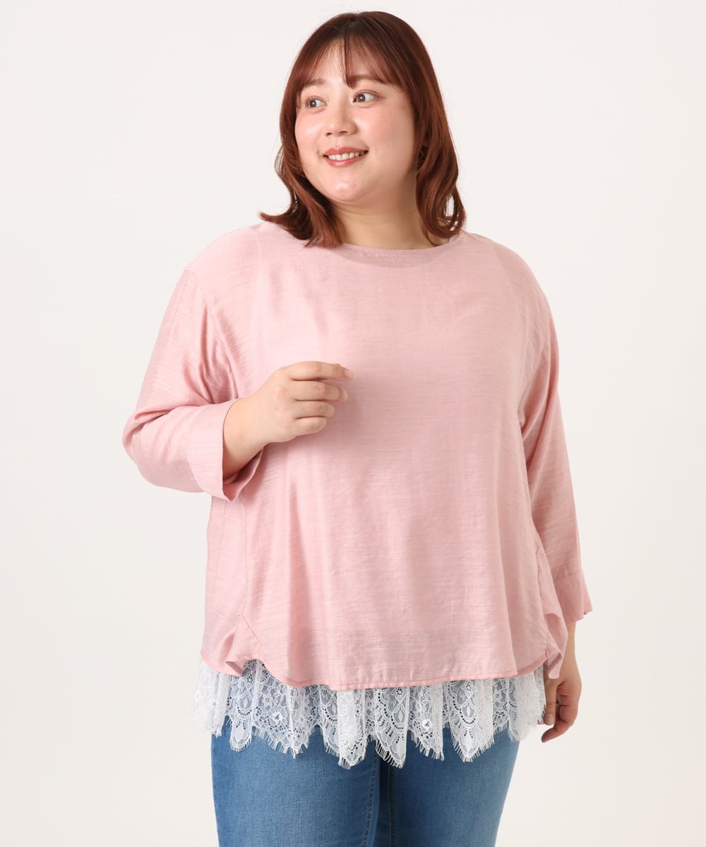 OLBDD11099 eur3(エウルキューブ) 【大きいサイズ】ドロップショルダーブラウス ピンク(03)