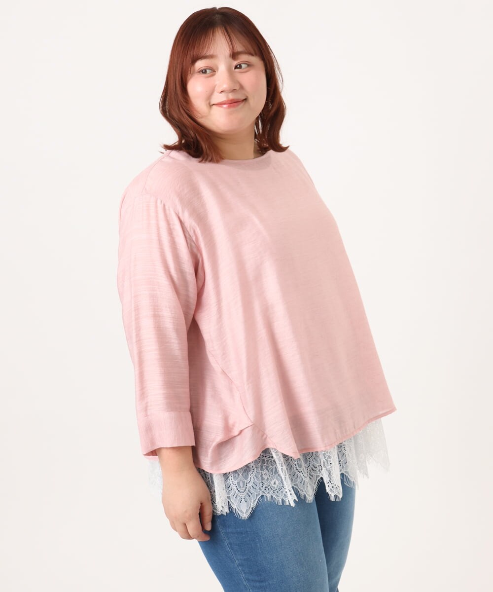 OLBDD11099 eur3(エウルキューブ) 【大きいサイズ】ドロップショルダーブラウス ピンク(03)
