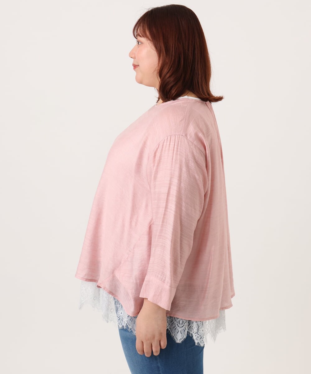 OLBDD11099 eur3(エウルキューブ) 【大きいサイズ】ドロップショルダーブラウス ピンク(03)