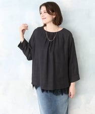 OLBDD11099 eur3(エウルキューブ) 【大きいサイズ】ドロップショルダーブラウス ダークグレー(93)
