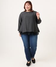 OLBDD11099 eur3(エウルキューブ) 【大きいサイズ】ドロップショルダーブラウス ダークグレー(93)