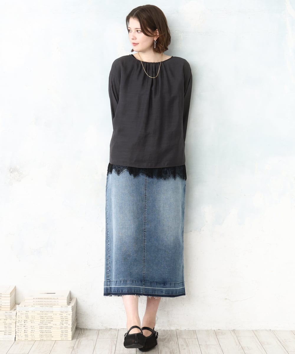 OLBDD11099 eur3(エウルキューブ) 【大きいサイズ】ドロップショルダーブラウス ダークグレー(93)