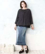 OLBDD11099 eur3(エウルキューブ) 【大きいサイズ】ドロップショルダーブラウス ダークグレー(93)