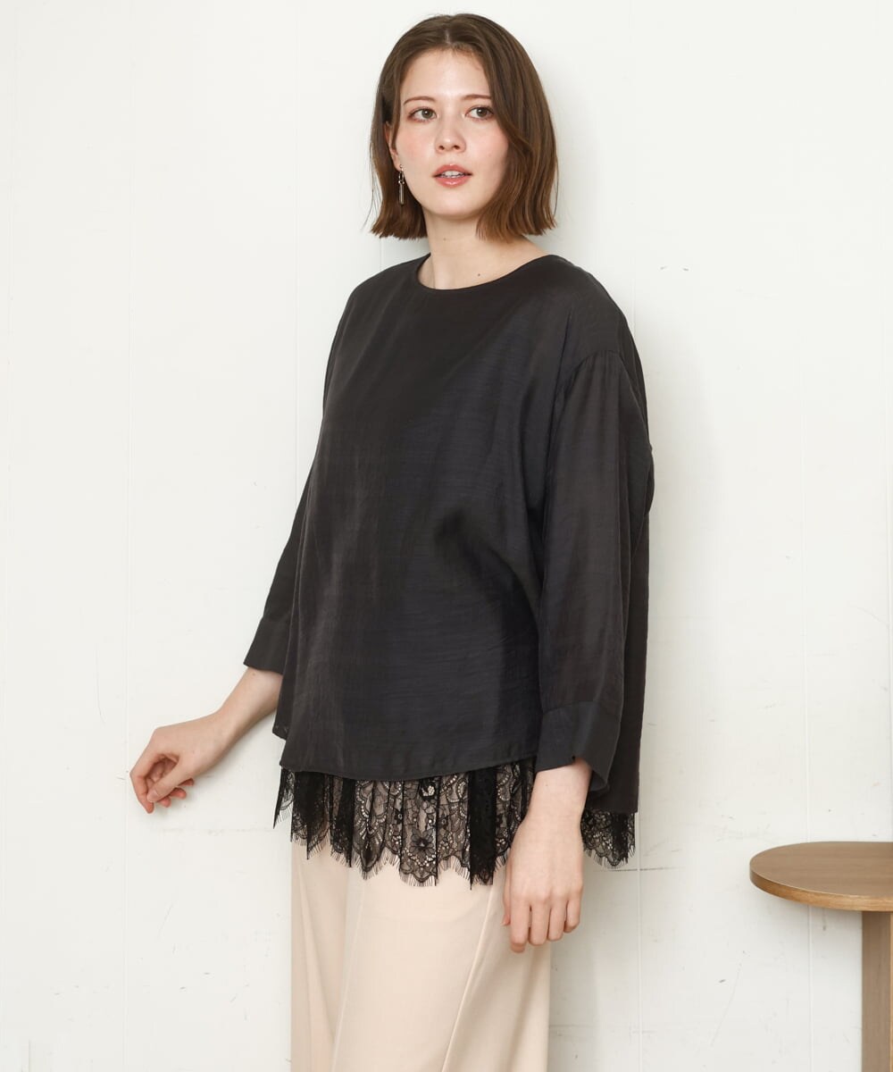 OLBDD11099 eur3(エウルキューブ) 【大きいサイズ】ドロップショルダーブラウス ダークグレー(93)