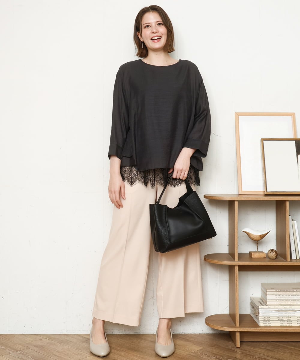 OLBDD11099 eur3(エウルキューブ) 【大きいサイズ】ドロップショルダーブラウス ダークグレー(93)