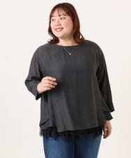 OLBDD11099 eur3(エウルキューブ) 【大きいサイズ】ドロップショルダーブラウス ダークグレー(93)