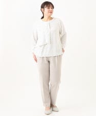 OLBDV05079 eur3(エウルキューブ) 【大きいサイズ/11号サイズあり】ボウタイ風スクエアドットブラウス ホワイト(90)