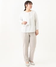 OLBDV05079 eur3(エウルキューブ) 【大きいサイズ/11号サイズあり】ボウタイ風スクエアドットブラウス ホワイト(90)