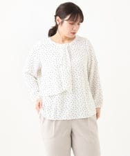 OLBDV05079 eur3(エウルキューブ) 【大きいサイズ/11号サイズあり】ボウタイ風スクエアドットブラウス ホワイト(90)