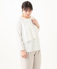 OLBDV05079 eur3(エウルキューブ) 【大きいサイズ/11号サイズあり】ボウタイ風スクエアドットブラウス ホワイト(90)
