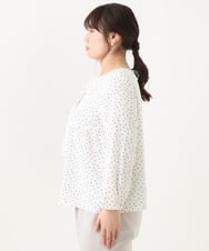 OLBDV05079 eur3(エウルキューブ) 【大きいサイズ/11号サイズあり】ボウタイ風スクエアドットブラウス ホワイト(90)