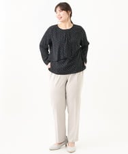 OLBDV05079 eur3(エウルキューブ) 【大きいサイズ/11号サイズあり】ボウタイ風スクエアドットブラウス ブラック(94)